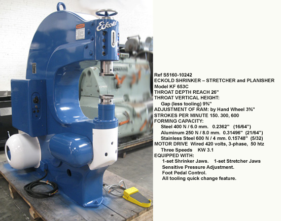 653C Eckold Power Shrinking-Stretching-Planisher Machine, KF653C, Throat Derpth 26", Strokes Per Minute 150-300-600, Serial Number N92-6461 [S5160-10242]
