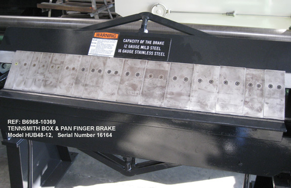12 gauge x 48" wide, Tennsmith Box & Pan Finger Brake, Model HUB48-12, Serial Number 16164 [B6968-10369]