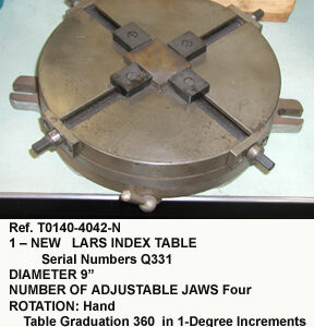 4042 N NEW index table dia 9 in number of adj jaws 4 mdl X333 - Century Machinery