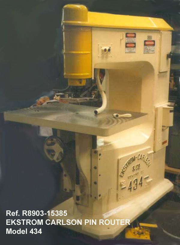 Ekstrom Carlson Pin Router, Model 434, Throat Depth 29", Spindle Speeds 10,000 - 20,000 rpm, Drive 7.5 hp ,Tilting Table 36" x 44", Serial Number 434-114 [R8903-5385]