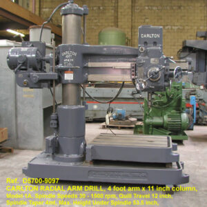 4' x 11" Column, Carlton Radial Arm Drill, Size1A, Spindle Speeds 30 - 1500 rpm, Spindle Travel 12", Spindle Taper 4-mt, Height Under Column 53.5", Power Elevation & Column, SerialA1157 [D5700-9097]