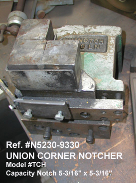 9330 2 union corner notcher die cap notch 5.1875 in x 5.1875 in Looking down - Century Machinery