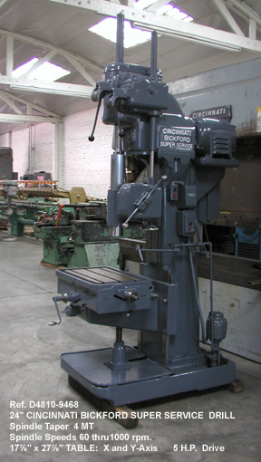 9468 1 cincinnati bickford 1 spdl drill press super service 24 in PF 4 mt 60 1K rpm tbl X Y axis Serial 2L1653 - Century Machinery