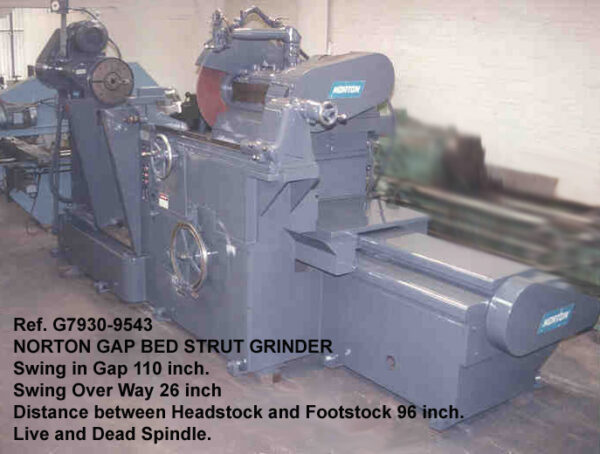 26" / 110" sw x 96" cc, Norton Gap Bed Strut Cylindrical Grinder, Gap adjustabe width thru 36½", Serial 28500 [G4790-G7930-9543]
