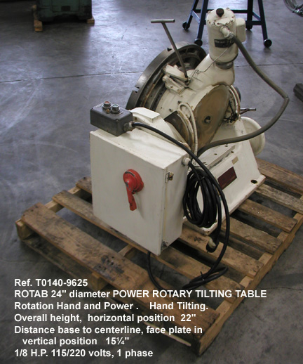 rotab-power-rotary-tilting table-diameter-table-24-inch-Power-rotation-hand-tilting-height-22-inch-horizontal-center-face-plate-vertical-position-14.250-inch-Serial-number-489-reference-9625-1-rear view table at 90 degrees