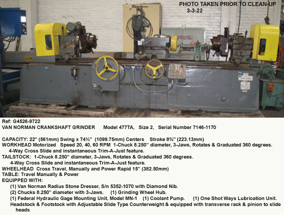 van-norman-crankshaft-regrinder_22-in-sw-x-74-in-cc_477TA_size-2_pwr-L-C-fd_two-8-in-3-jaw-chks_trim-a-just-feature_Serial-7146-1170_