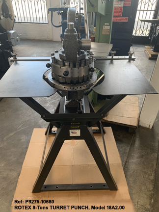 10580 1 rotex 18 station turret punch capacity 8 tons model 18A2.00 Size 10 throat 18 inch punch 0.0625 inch 2.0 inch table 24 inch x 48 inch Serial 1042147 F - Century Machinery