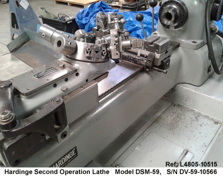 hardinge second-operation super precision lathe, model DSM-59, swing 9 in, sw cross slide 6 in, hole 1.250 in, VS 150-3500 rpm,6-posit turret, Serial DV-59-1Rear Turret & Cross Slide, 10515-12
