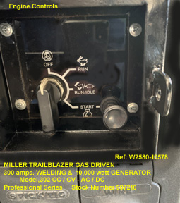 miller-trailblazer-model-302-cc-cv-ac-dc-300-amp.-welder-10000-watt-generator-professional-series-stock-90786-Serial-LE4240-Clt, W2580-10578-10