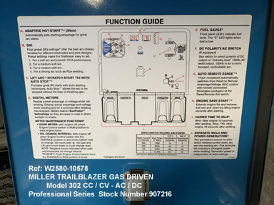 miller-trailblazer-model-302-cc-cv-ac-dc-300-amp.-welder-10000-watt-generator-professional-series-stock-90786-Serial-LE4240-Function-Guide-Tag, W2580-10578-18