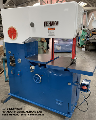 Pehaka-40-inch-throat-Vertical-Band-Saw-Model-USF10R-Height-under-guide-14.75-inch-Vari-Speed-40-6000-fpm-with-Blade-Welder-Serial-Number-27625-F-Inventory-Ref 10579-1