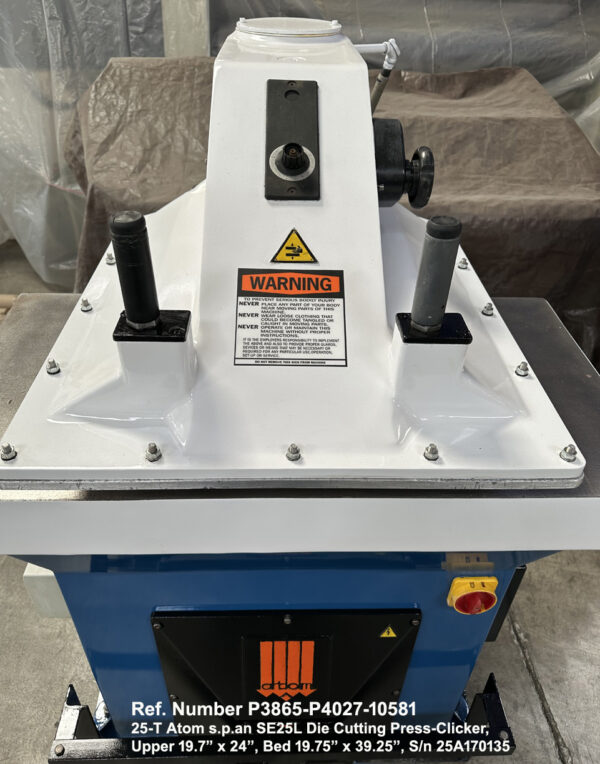 25-Ton Atom s.p.an Model SE25L-T25 Clicker Die Cutting-Press, Ref 10581-2, Close-up Controls
