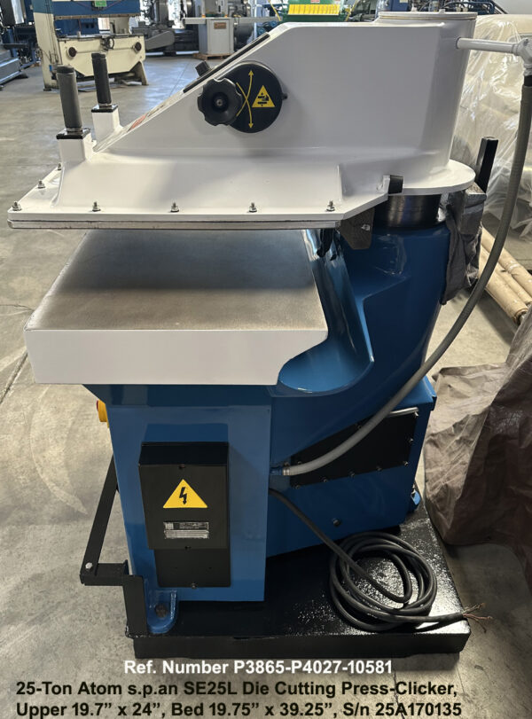 25-Ton Atom s.p.an Model SE25L-T25 Clicker Die Cutting-Press, Ref 10581-3, Right,side view