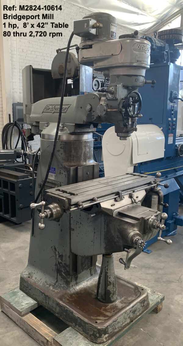 10614 2 bridgeport vertical milling machine pwr feed 9 in x 42 in table 80 2720 rpm 1 hp 220 440v Bed 79 332 Serial J 72981. LS F - Century Machinery