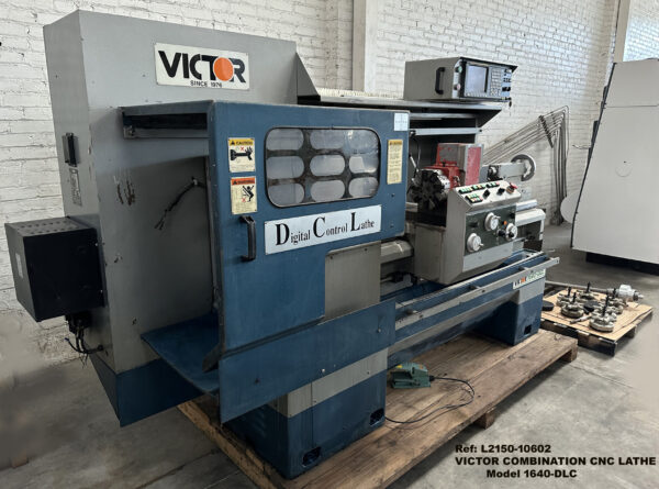Victor-16-inch-x-40-inch-Combinatiohn-CNC-Lathe-Model-1640DLC-with-8-position-turret-8-inch-Chuck-5-C-Collet-Draw-Bar-Serial-Number-YD1641003-Headstock-to-Tailstock - 10602-3