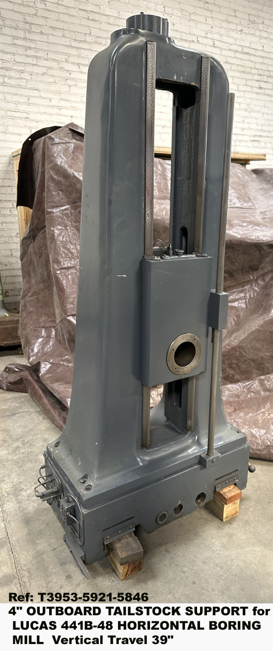 4 inch Boring Mill Outboard Tailstock Support, for Lucas 441B-48, Vertical Travel 39 inch, ID No 41B2608-1A, Front View, Ref: 5846-1