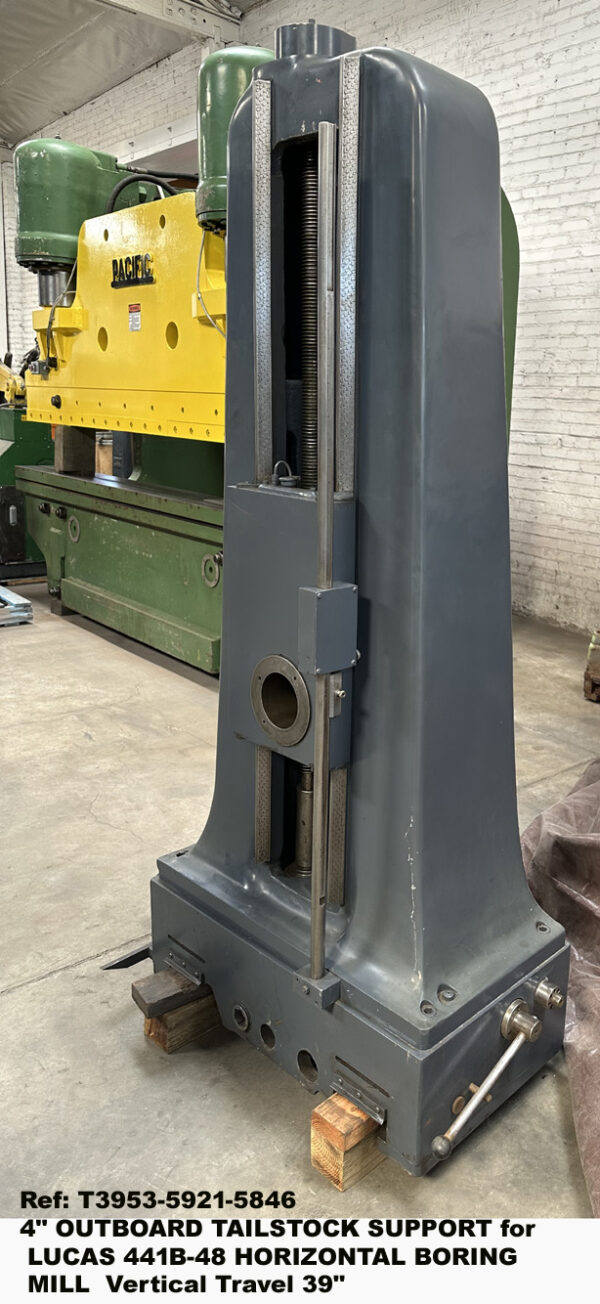 4 inch Boring Mill Outboard Tailstock Support, for Lucas 441B-48, Vertical Travel 39 inch, ID No 41B2608-1A, Front to Right side view, Ref 5846-3