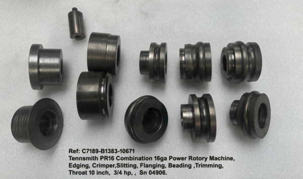 Tennsmith PR16 Combination 16ga Power Rotory Machine,Edging, Crimper,Slitting, Flanging, Beading ,Trimming, throat 10 in, .75 hp, Sn 04906, Ref 10671-67 Tennsmith PR16 Combination 16ga Power Rotory Machine,Edging, Crimper,Slitting, Flanging, Beading ,Trimming, throat 10 in, .75 hp, Sn 04906, Ref 10671-11, View miscellanaous Forming Rolls