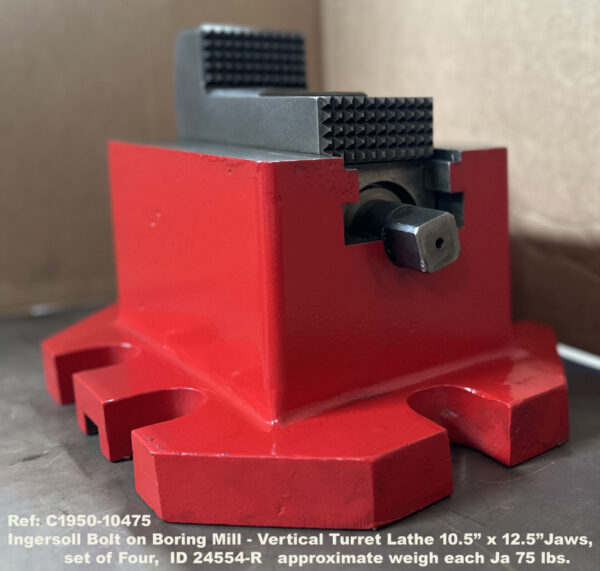 Ingersoll Bolt on Boring Mill - Vertical Turret Lathe 10.5 inch x 12.5inch Jaws, set of Four, id 24554 Ref: 10475-8 View Jaw side to rear end view