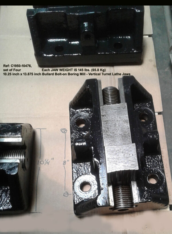Bullard Bolt on Boring Mill - Vertical Turret Lathe 10.25 inch x 13.875 inch Jaws, set of Four, Over-all, 10476-3